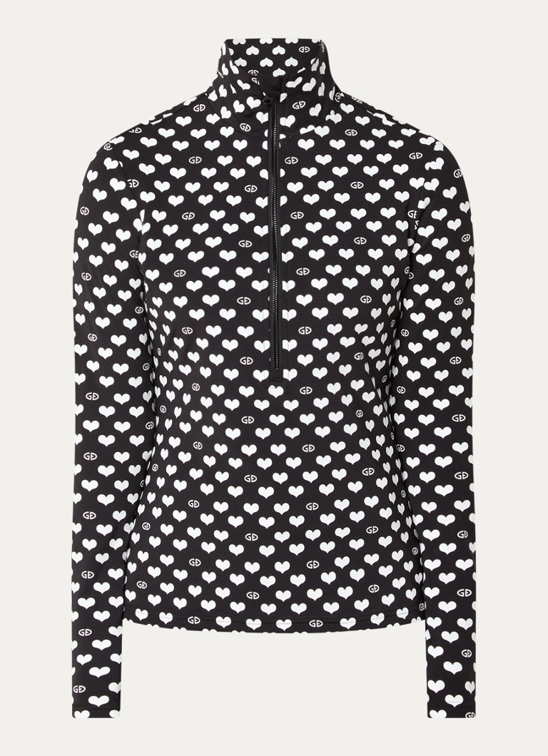 Goldbergh Dames Cuori skipully met logoprint in de kleur Zwart, maat: M
