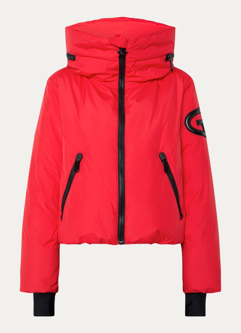 Goldbergh Dames Porter ski-jas met opbergbare capuchon en ritszakken in de kleur Rood, maat: 38