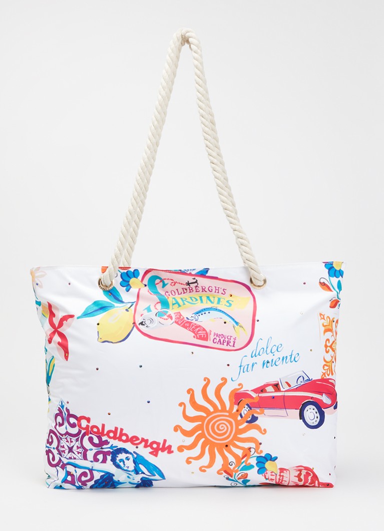 Goldbergh Dames Angela shopper met print in de kleur Wit, maat: ONE SIZE