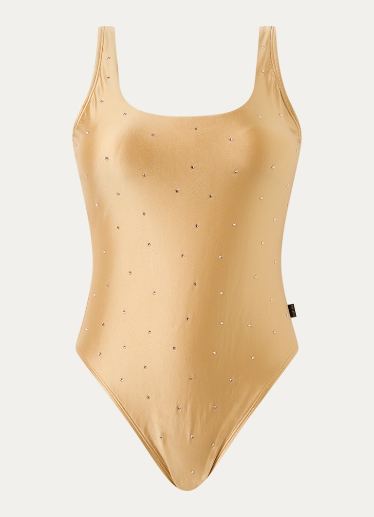 Goldbergh Dames Breezea corrigerend badpak met strass in de kleur Goud, maat: S