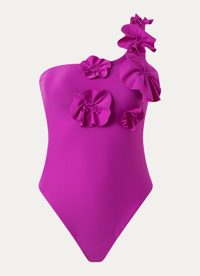 Goldbergh Dames Fabiosa one shoulder badpak met uitneembare padding in de kleur Violet, maat: S