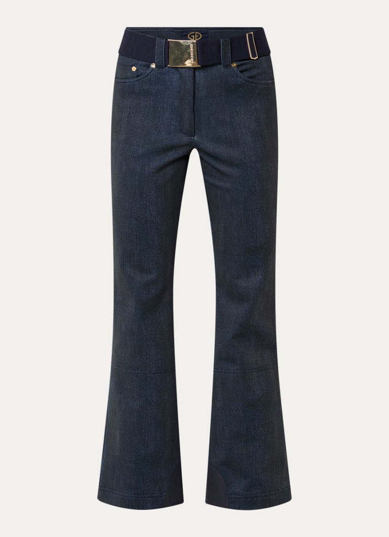 Goldbergh Dames Fuji high waist flared fit skibroek met ritszakken in de kleur Jeans, maat: 42