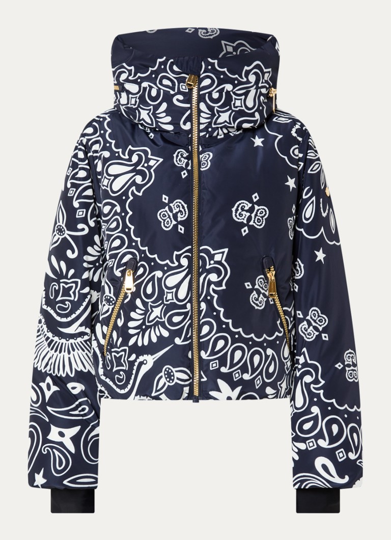 Goldbergh Dames Kyoki ski-jas met paisley dessin in de kleur Donkerblauw, maat: 36