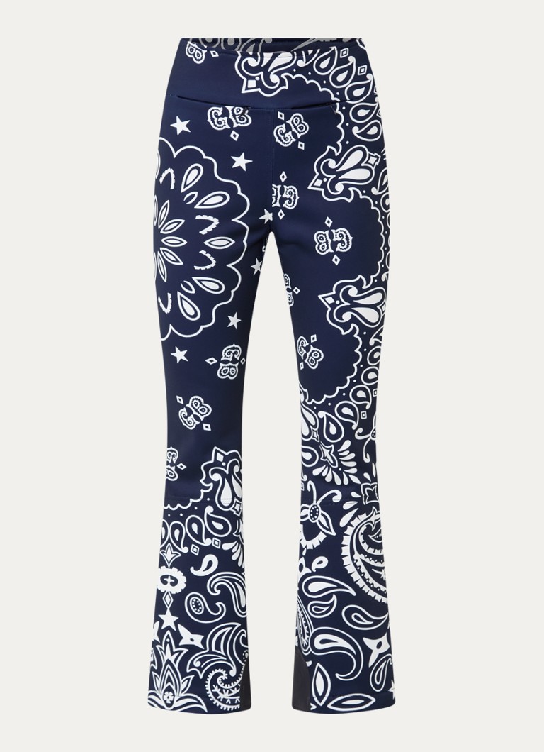 Goldbergh Dames Shiro high waist flared fit skibroek met afneembare bretels in de kleur Donkerblauw, maat: 38