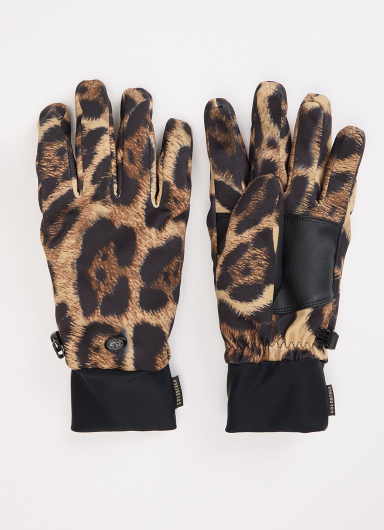 Goldbergh Dames Softy handschoenen met panterprint in de kleur Bruin, maat: 8