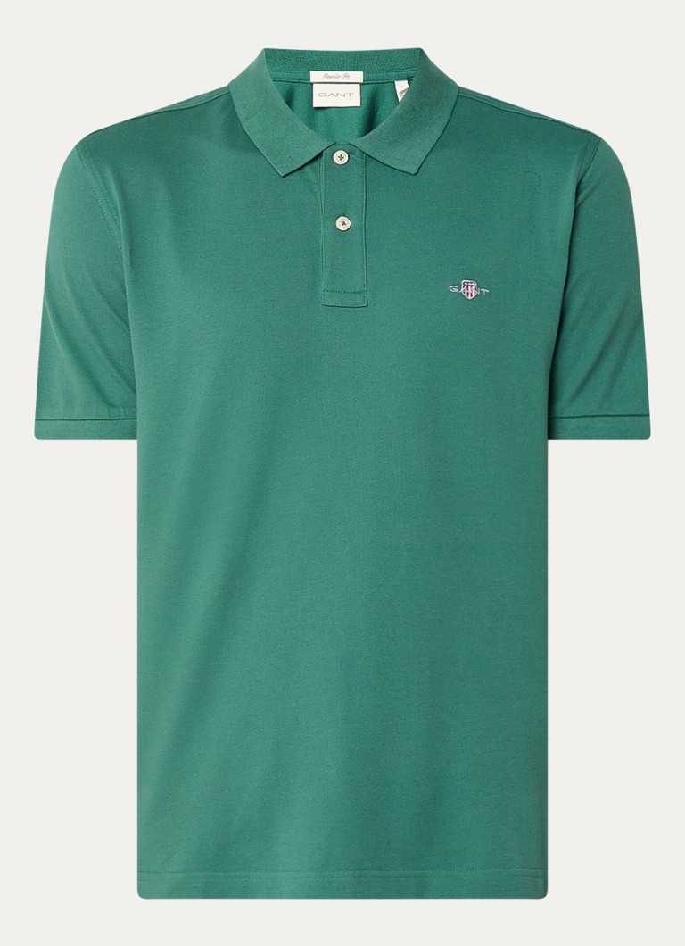 Gant Heren Regular fit polo van piqué katoen met logo in de kleur Donkergroen, maat: XXXL