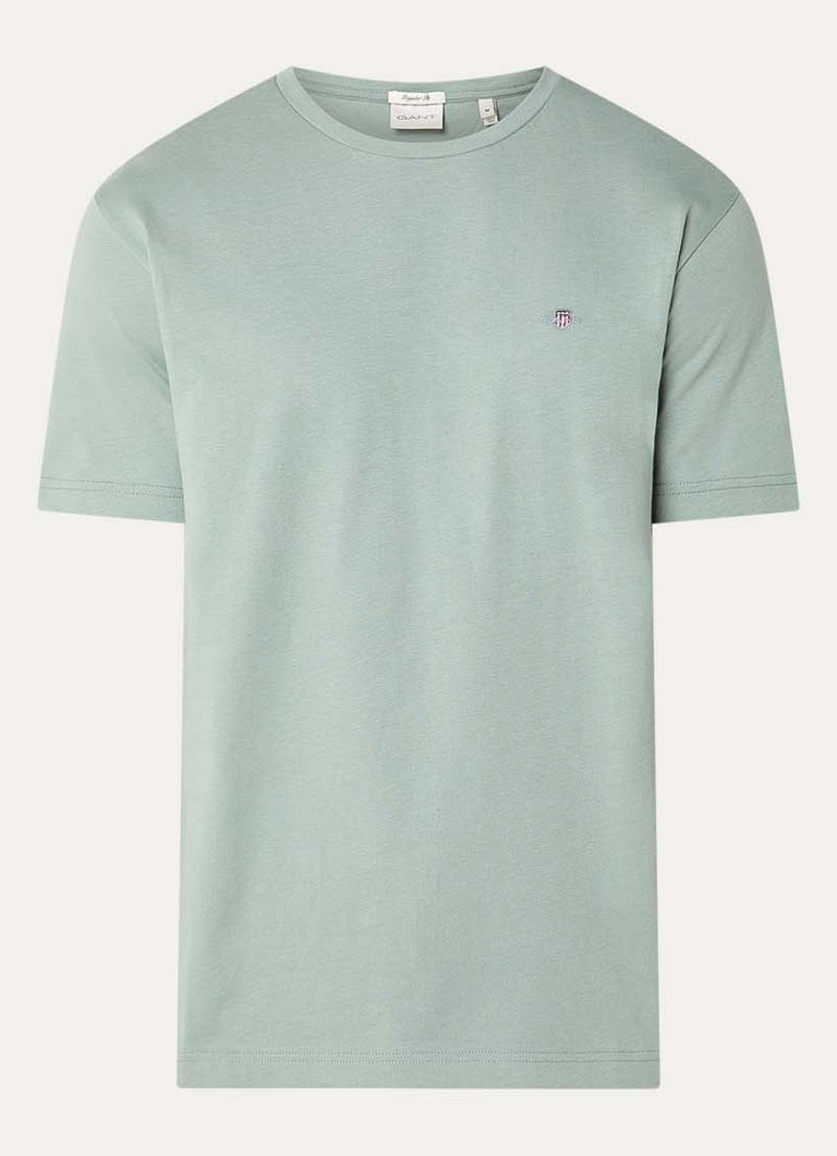 Gant Heren T-shirt met logoborduring in de kleur Lichtgrijs, maat: S