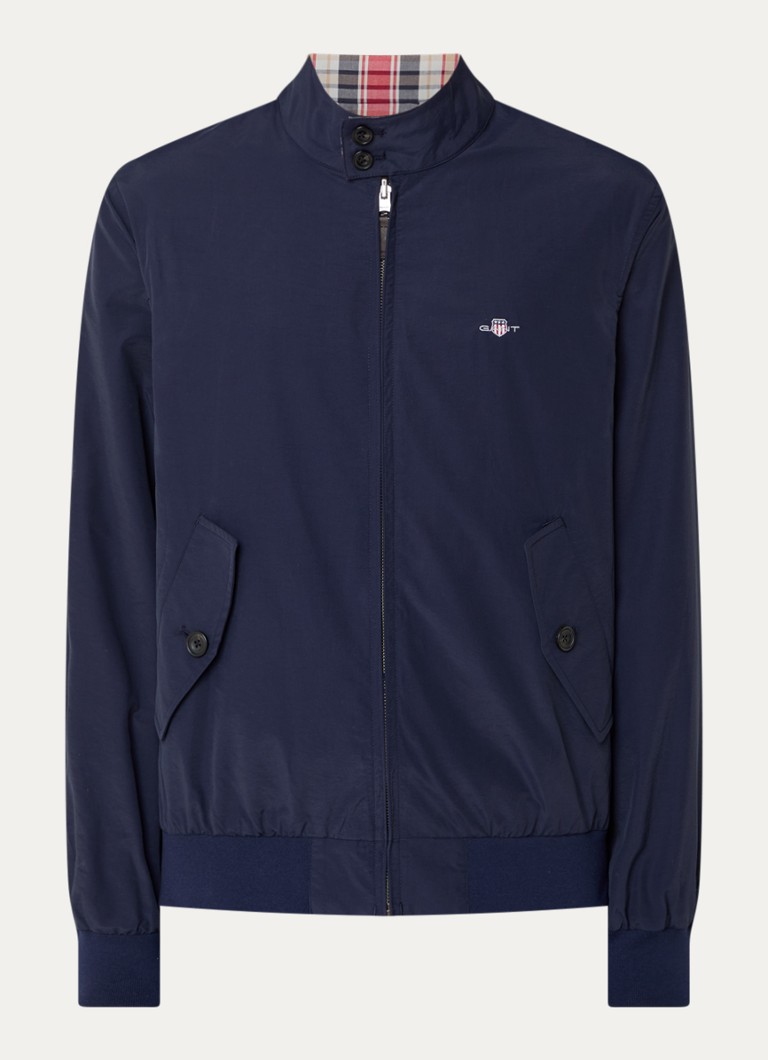 Gant Heren Harrington reversible jack met logoborduring in de kleur Donkerblauw, maat: L
