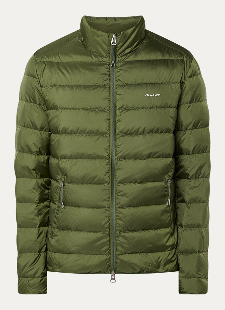 Gant Heren Gewatteerde jas met donsvulling en logo in de kleur Legergroen, maat: XXXL