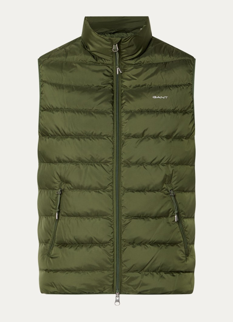 Gant Heren Gewatteerde bodywarmer met ritszakken in de kleur Donkergroen, maat: S