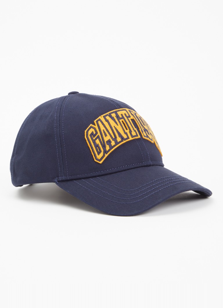 Gant Heren Pet met logoborduring in de kleur Blauw, maat: ONE