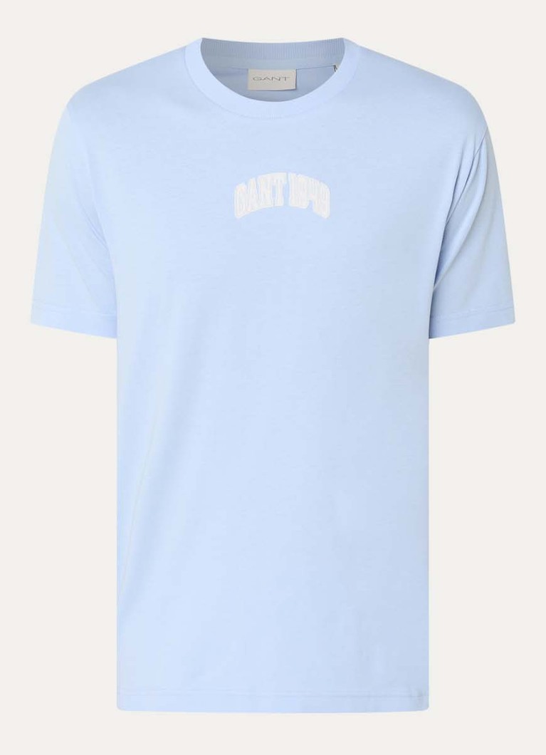 Gant Heren T-shirt met flock logoprint in de kleur Lichtblauw, maat: XXL