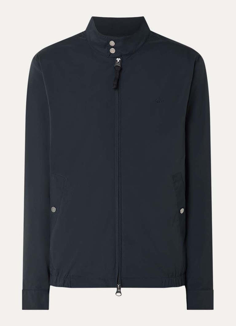 Gant Heren Harrington jack met logo en steekzakken in de kleur Zwart, maat: XXXL
