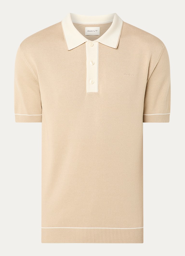 Gant Heren Regular fit polo met logo in de kleur Beige, maat: S