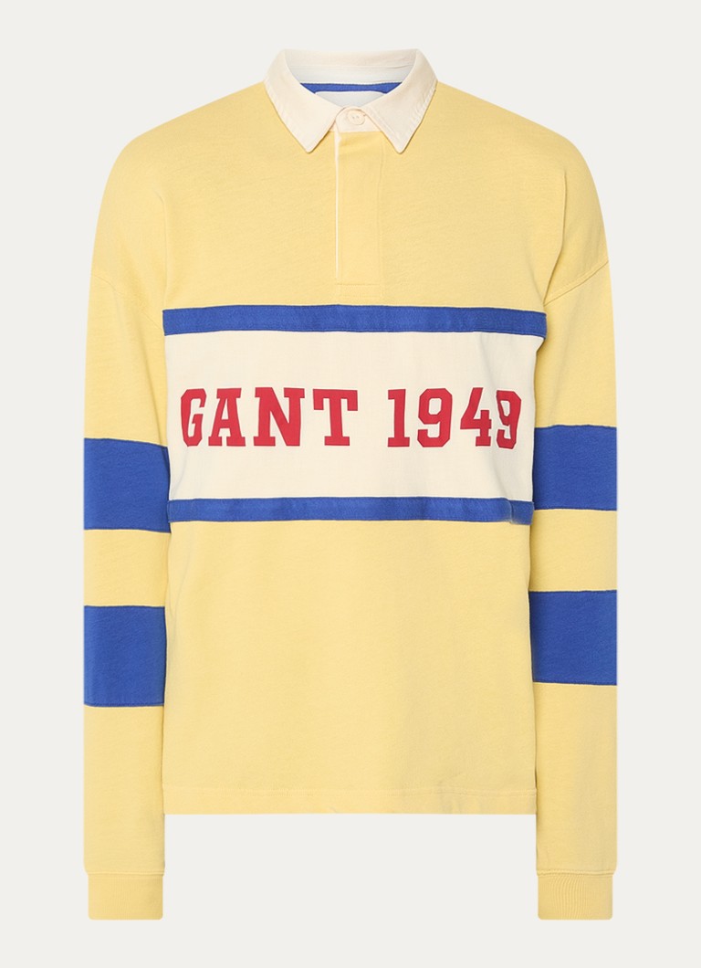 Gant Heren Rugger regular fit polo met logo in de kleur Okergeel, maat: S