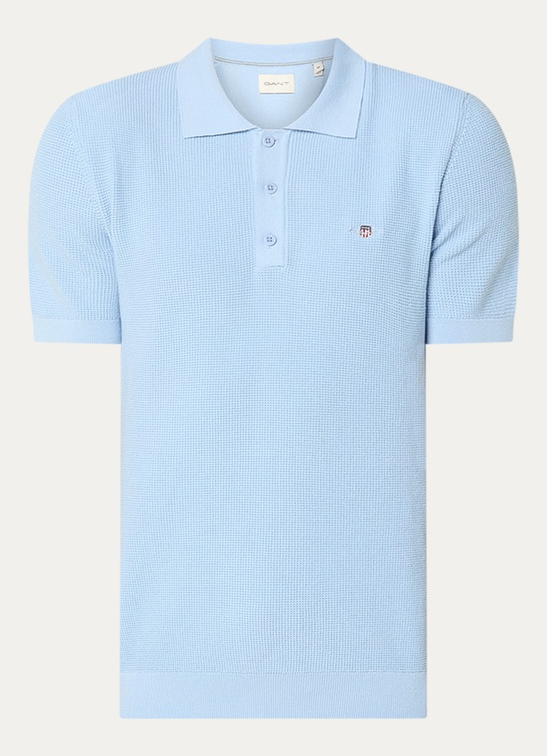 Gant Heren Regular fit polo met logoborduring in de kleur Lichtblauw, maat: S
