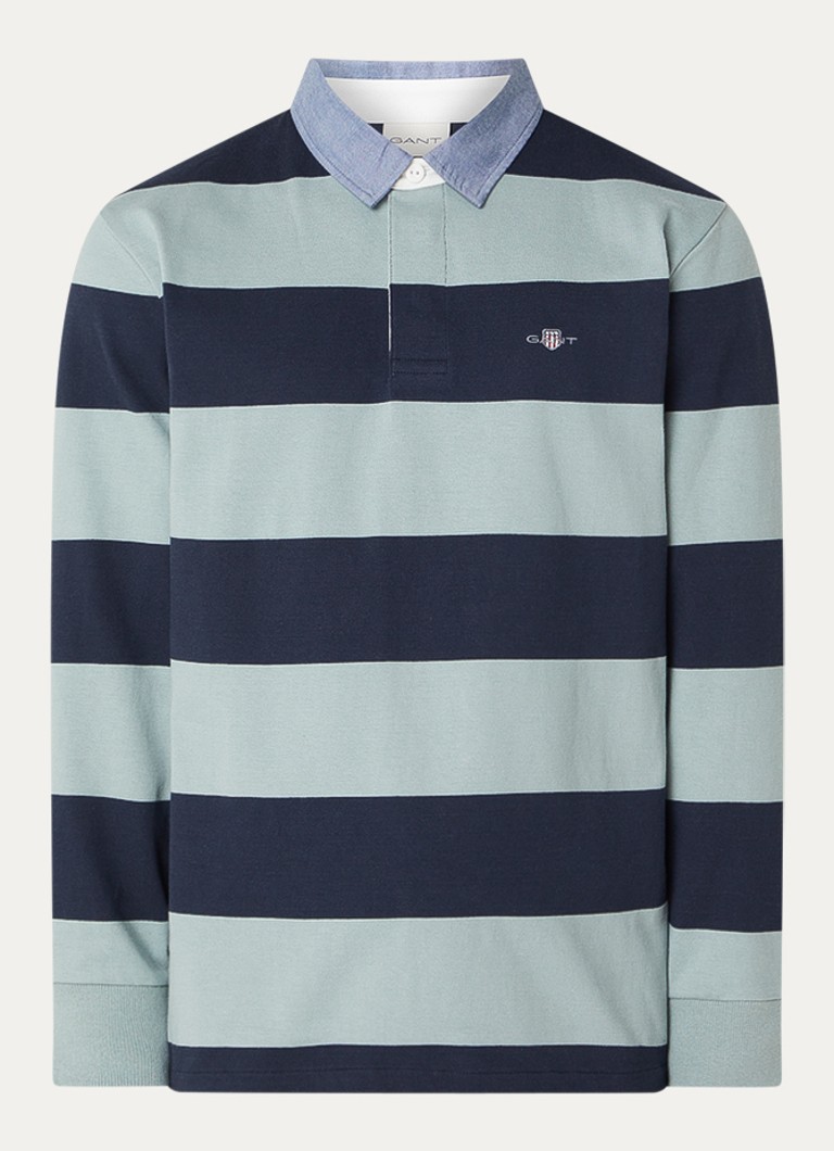 Gant Heren Polo met streeprint in de kleur Donkerblauw, maat: S