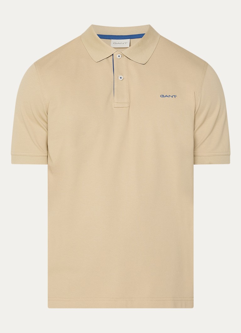 Gant Heren Regular fit polo met logoborduring in de kleur Beige, maat: S