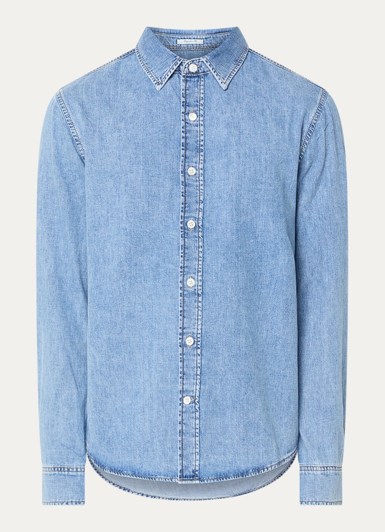 Gant Heren Regular fit overhemd van chambray in de kleur Indigo, maat: XXXL