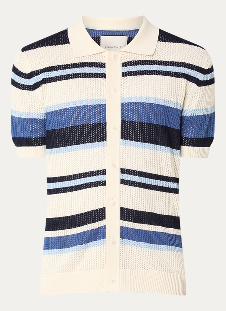 Gant Heren Grofgebreid regular fit overhemd met streepprint in de kleur Indigo, maat: XXL