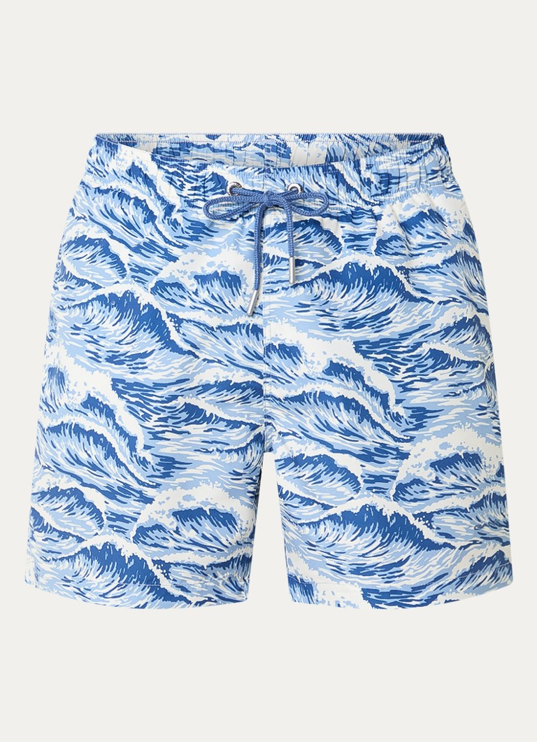 Gant Heren Zwemshorts met print en steekzakken in de kleur Indigo, maat: L