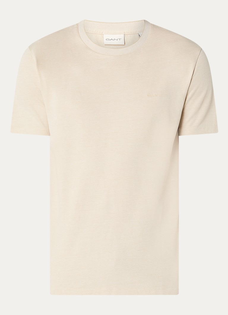 Gant Heren T-shirt met structuur in de kleur Beige, maat: XXXL