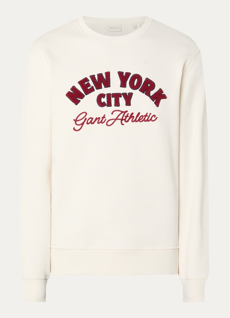 Gant Heren Sweater met borduring in de kleur Creme, maat: XL