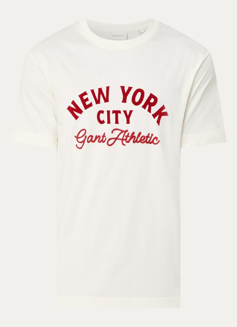 Gant Heren T-shirt met print in de kleur Gebroken wit, maat: XXXL
