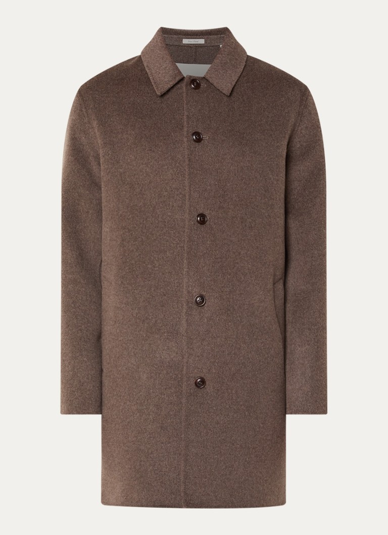 Gant Heren Mantel in wolblend met steekzakken in de kleur Donkerbeige, maat: XL