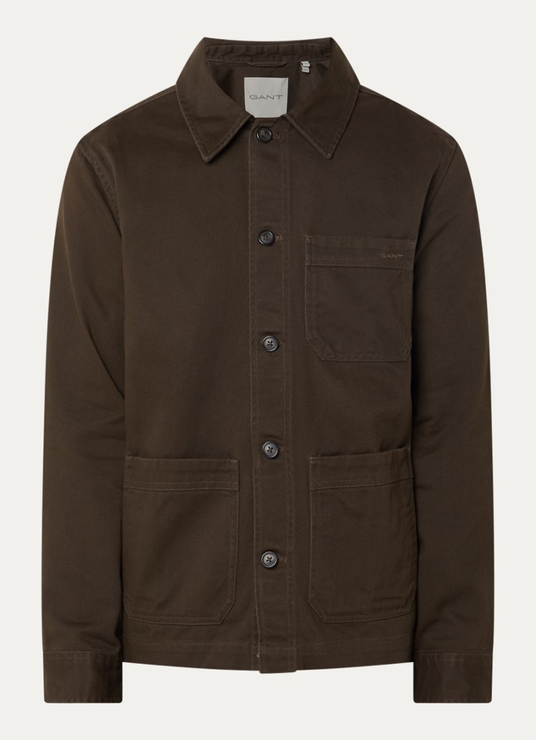Gant Heren Overshirt met borstzak in de kleur Donkerbruin, maat: L