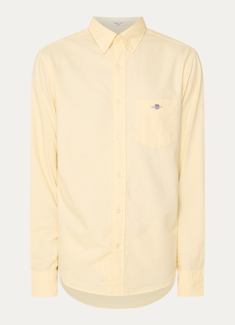 Gant Heren Regular fit overhemd met logo en borstzak in de kleur Geel, maat: XXL
