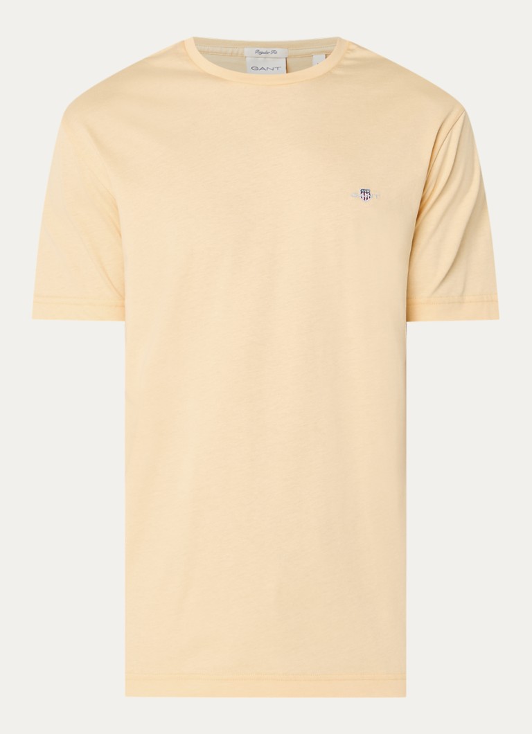 Gant Heren T-shirt met logo in de kleur Lichtgeel, maat: XXXL