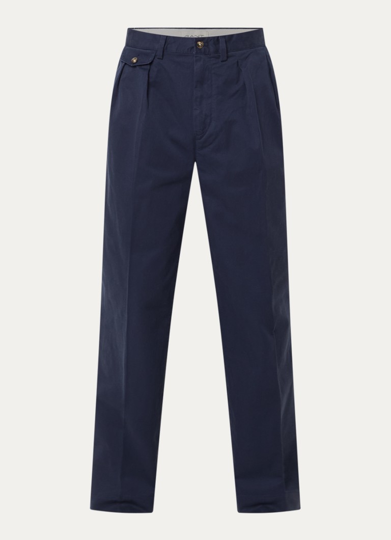 Gant Heren Straight fit chino met steekzakken in de kleur Blauw, maat: 34/32