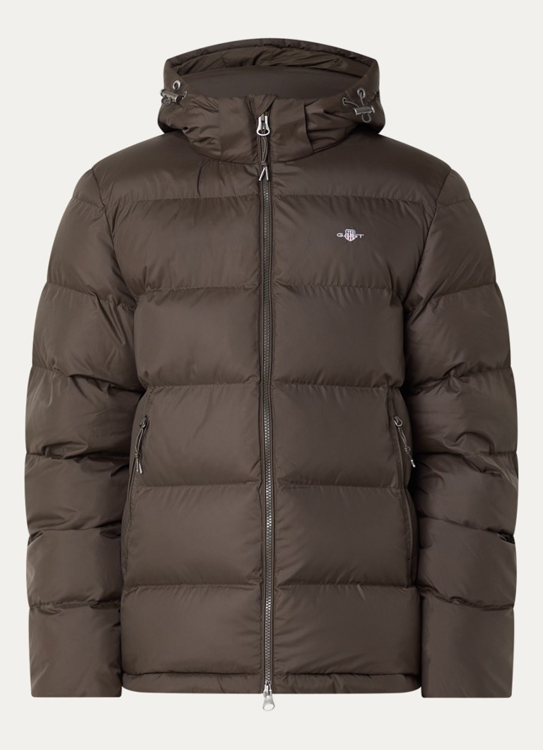 Gant Heren Puffer jack met capuchon en ritszakken in de kleur Donkerbruin, maat: XXXL