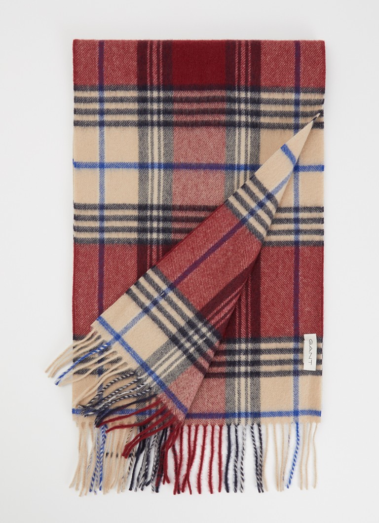 Gant Heren Sjaal van merino wol met ruitdessin 180 x 30 cm