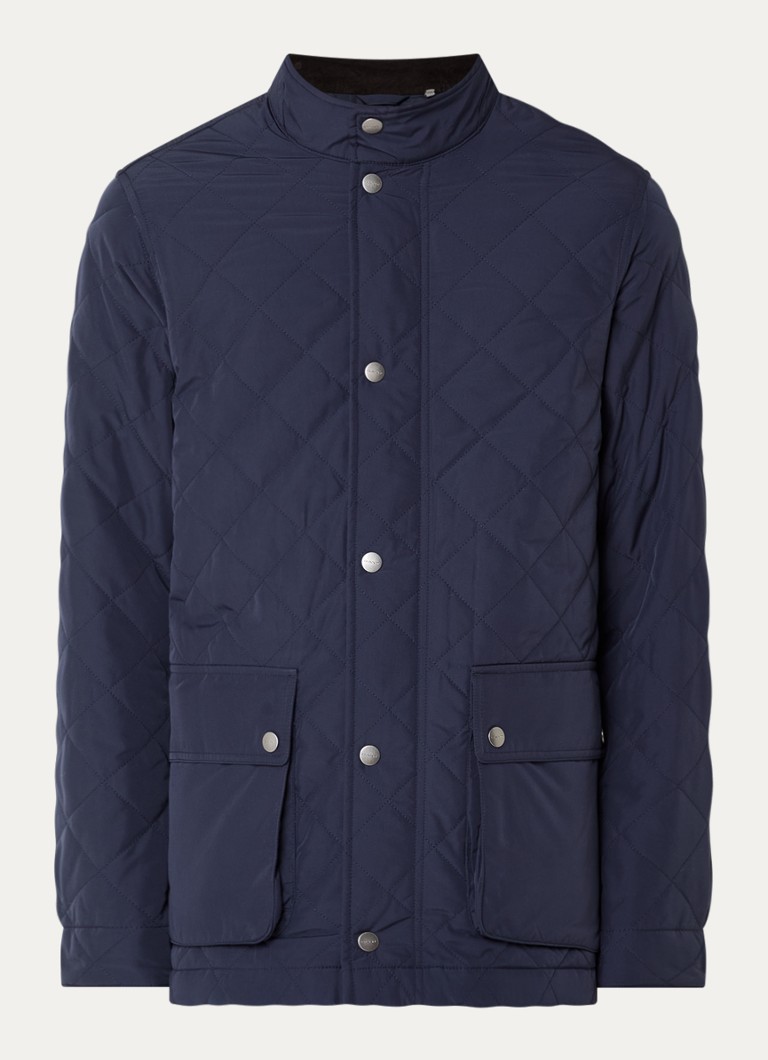 Gant Heren Barn jack met quilt patroon en klepzakken in de kleur Indigo, maat: XL