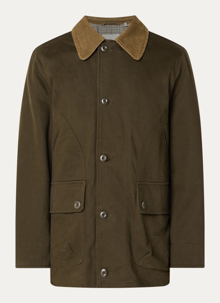 Gant Heren Decker jack met details van corduroy in de kleur Donkerbruin, maat: L