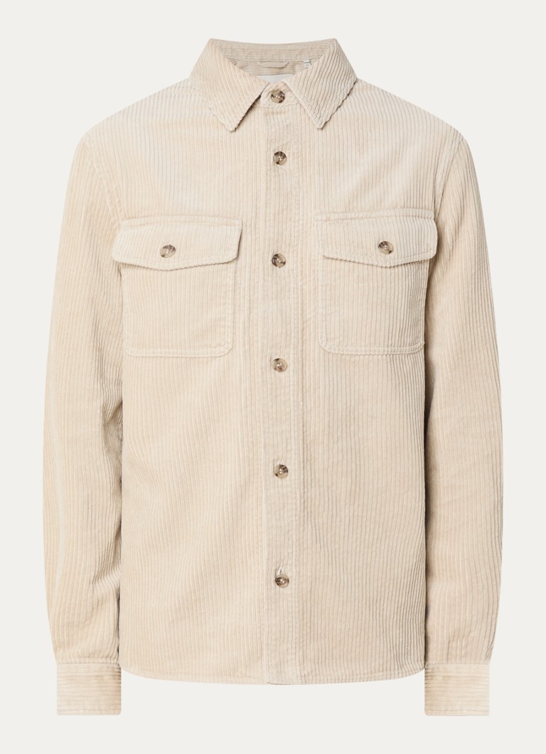 Gant Heren Regular fit overshirt van corduroy met borstzakken in de kleur Creme, maat: XXXL