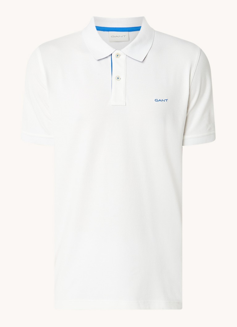 Gant Heren Regular fit polo van piqué katoen met logoborduring in de kleur Gebroken wit, maat: XXXL