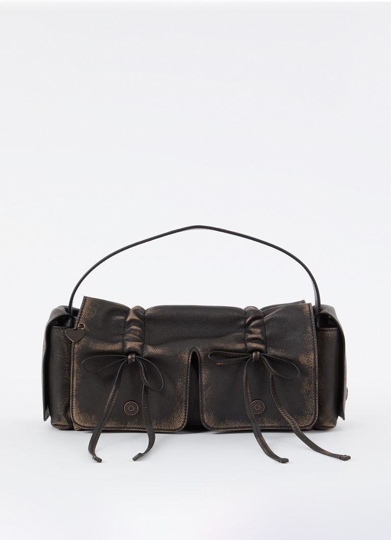Acne Studios Dames Schoudertas van kalfsleer met verwassen afwerking in de kleur Donkerbruin, maat: ns