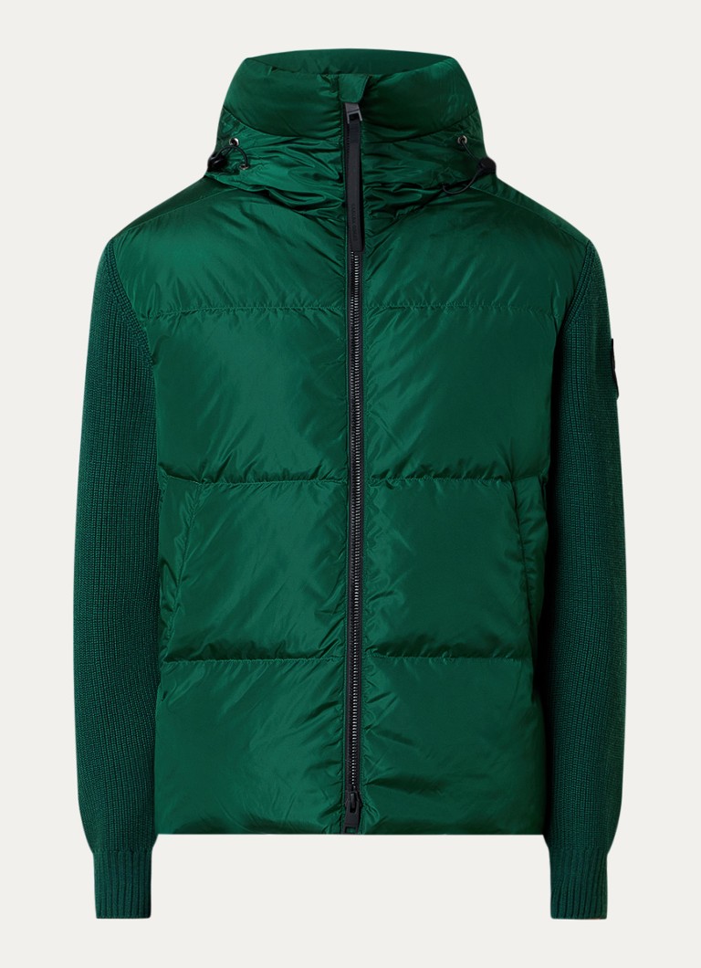 Canada Goose Heren Hybridge pufferjack met donsvulling en capuchon in de kleur Groen, maat: S
