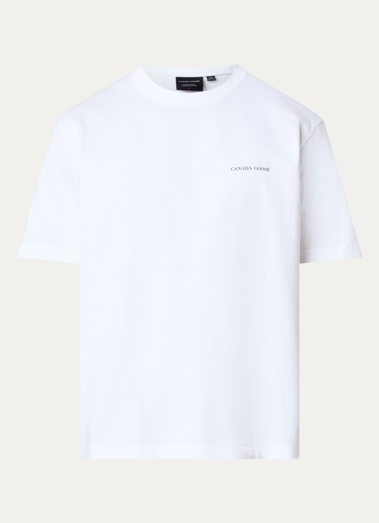 Canada Goose Heren Novo T-shirt met logo- en backprint in de kleur Gebroken wit, maat: S