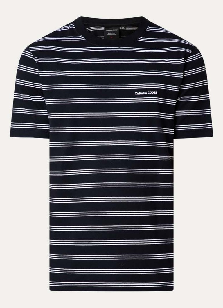 Canada Goose Heren Vantage T-shirt met logo en streepprint in de kleur Zwart, maat: M