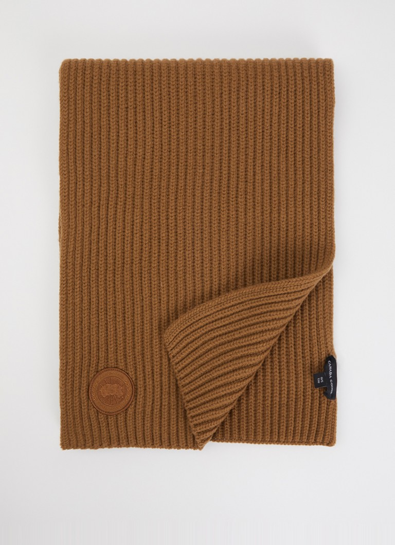 Canada Goose Heren Ribgebreide sjaal in kasjmierblend 195 x 30 cm in de kleur Cognac, maat: OS