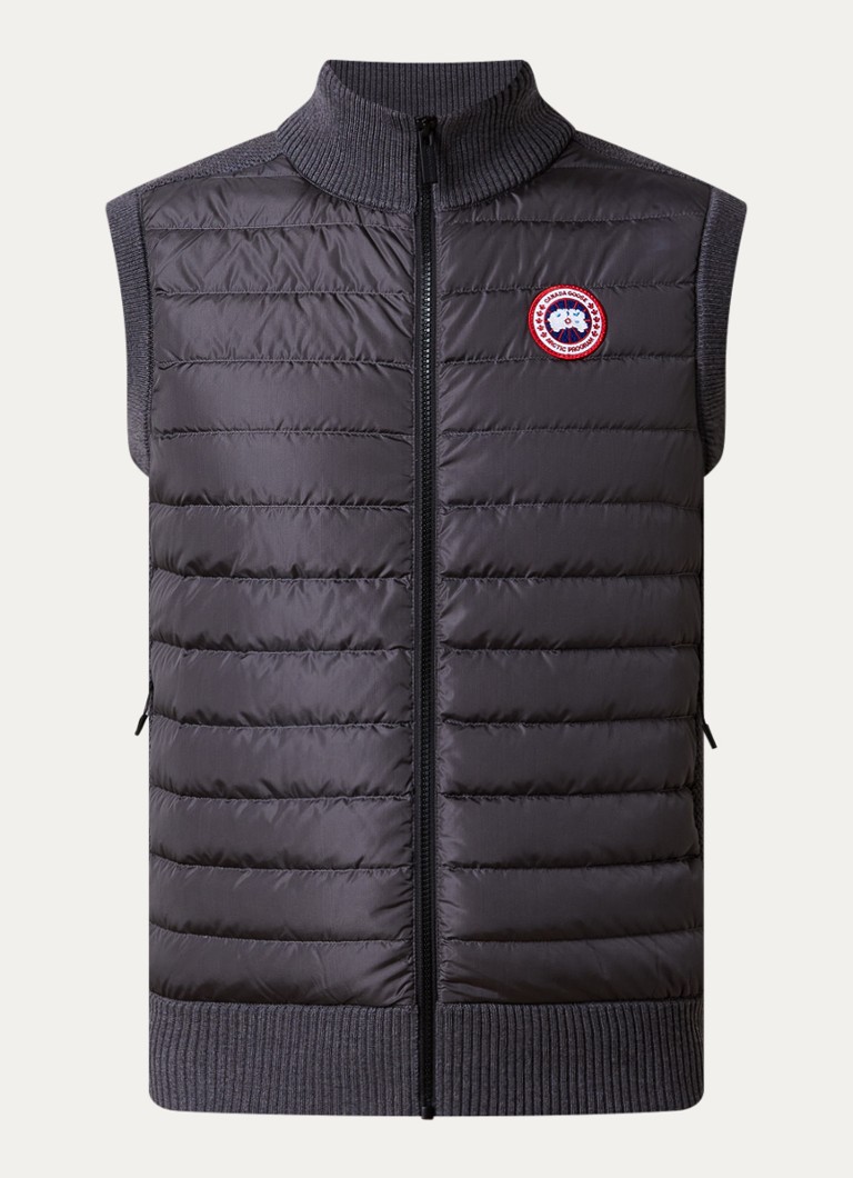 Canada Goose Heren Hybridge ribgebreid vest van wol met gewatteerd voorpand in de kleur Antraciet, maat: L
