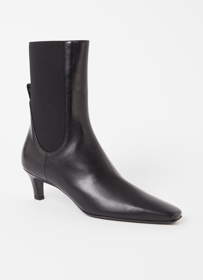 TOTEME Dames The Mid Heel enkellaarsje van leer in de kleur Zwart, maat: 41