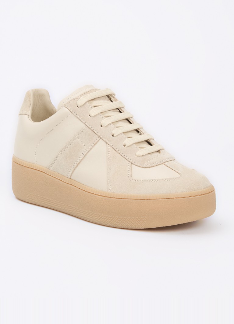 Maison Margiela Dames Replica Wedge sneaker van kalfsleer met kalfssuède details in de kleur Beige, maat: 41