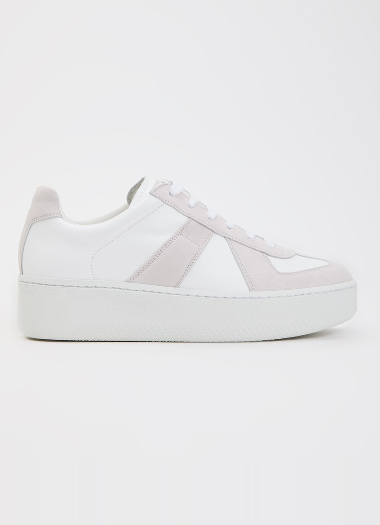 Maison Margiela Dames Replica sneaker van kalfsleer met kalfssuède details met plateauzool in de kleur Wit, maat: 37