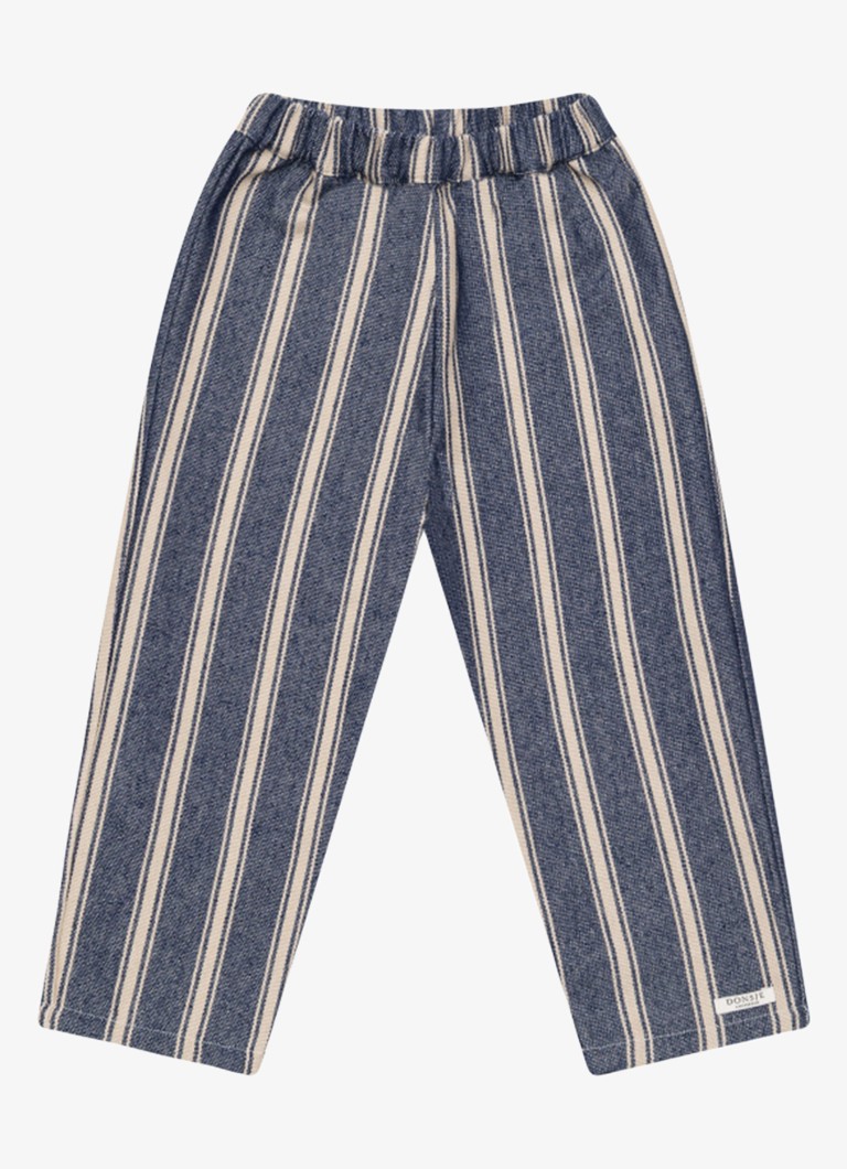 Donsje Amsterdam Jongens Menno broek met streepprint in de kleur Blauw, maat: 6-7Y=128