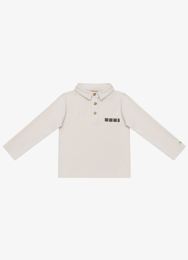 Donsje Amsterdam Jongens Rudmer longsleeve met logo in de kleur Beige, maat: 3-4Y=104